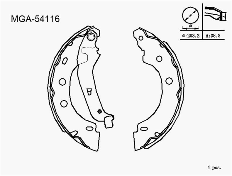 MGA 54116 — KAMPANA BALATA LEVYELI 38,5mm ( RENAULT KANGOO KC0/1 FC0/1 98 - 08)KÜÇÜK TIP
