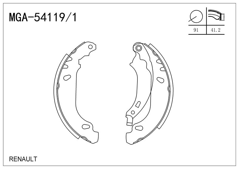 MGA 541191 — KAMPANA BALATA +1mm ( RENAULT CLIO II SYMBOL 98 - 08 / DACIA LOGAN 04 - 12)