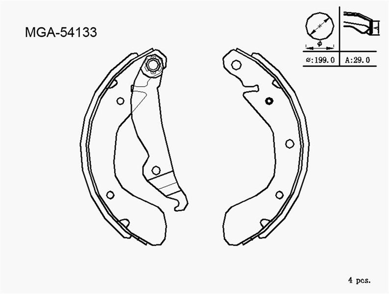 MGA 54133 — KAMPANA BALATA OPEL CORSA A-B TIGRA A ASTRA F INCE TIP