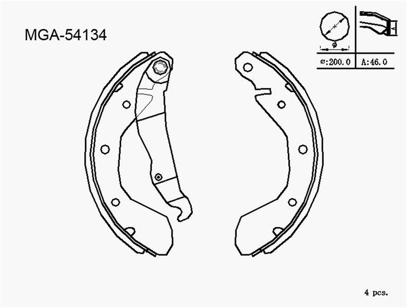 MGA 54134 — KAMPANA BALATA ARKA OPEL ASTRA F-G CORSA C VECTRA A GENIS TIP