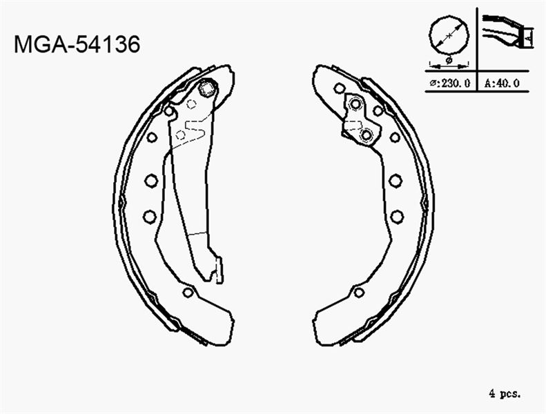MGA 54136 — KAMPANA BALATA-230X40 (VW CADDY 83-03 PASSAT 88-97 AUDI A100 77-93)