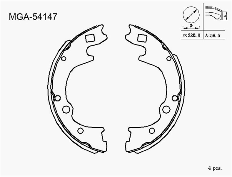 MGA 54147 — KAMPANA BALATA ( HYUNDAI H100 KAMYONET 04 - 11 / KIA BONGO 97 - 11) OVAL UCLU