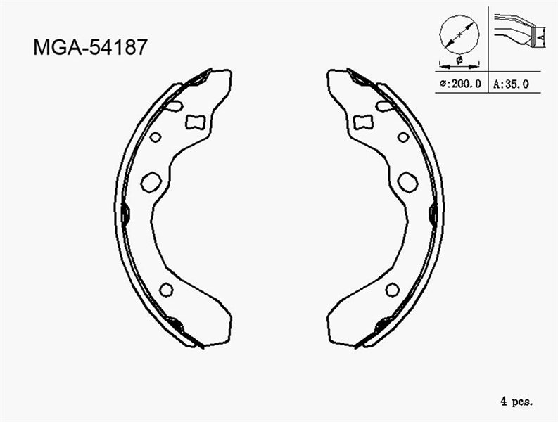 MGA 54187 — BALATA ARKA FREN KAMPANA ( MAZDA 323 93 - 96) K3385 KALIN TIP