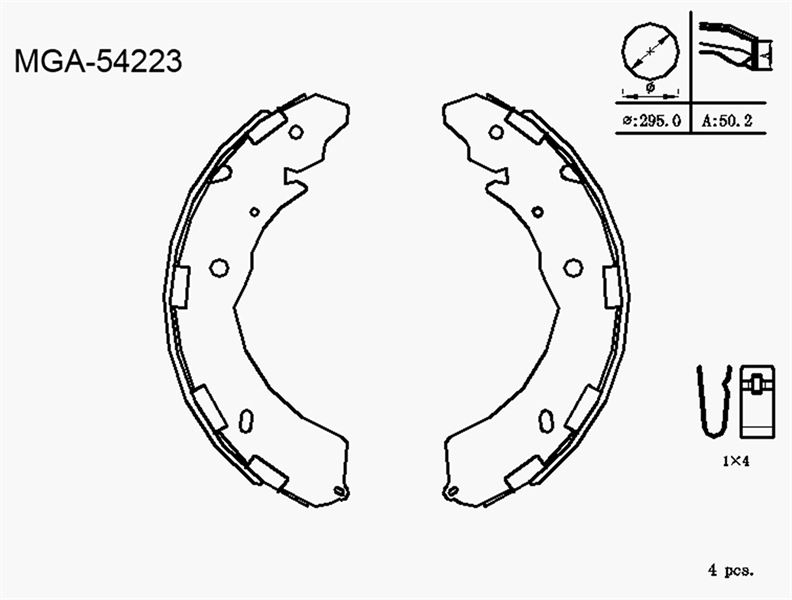 MGA 54223 — BALATA FREN PABUC ARKA MITSUBISHI L200 CR 06-/ 2WD 4WD L200 2015-/ 2WD 4WD L200 19-/ 2WD 4WD FIAT FULLBACK 15-/