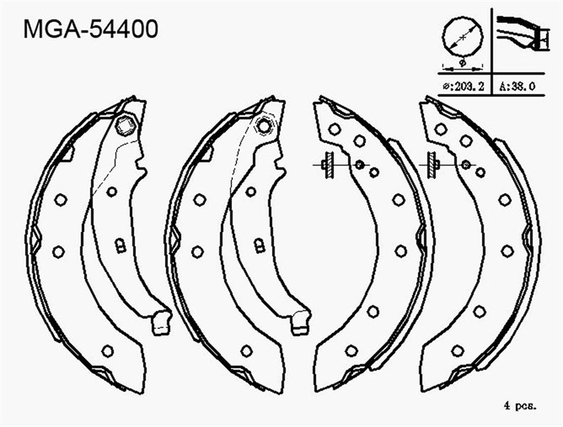 MGA 54400 — KAMPANA BALATA LEVYELI ( RENAULT CLIO I II LAGUNA TWINGO 01 - / PEUGEOT 106 206 306 97 - )