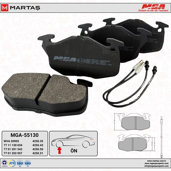 MGA 55130 — FREN BALATASI ON-(RENAULT R9-R11-R19 YM-EXPRES/PEUGEOT 106/CITROEN SAXO ) (VWA 20905)