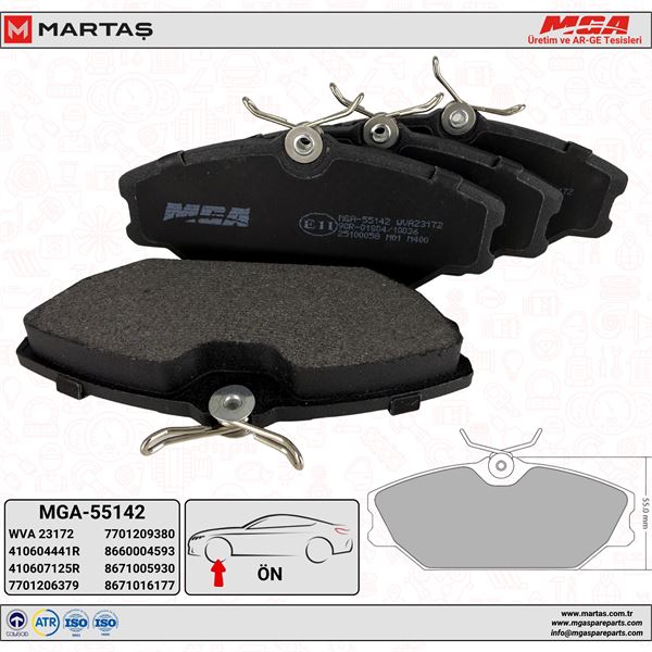 MGA 55142 — FREN BALATASI ÖN FISSIZ LAGUNA I MEGANE I SCENIC I