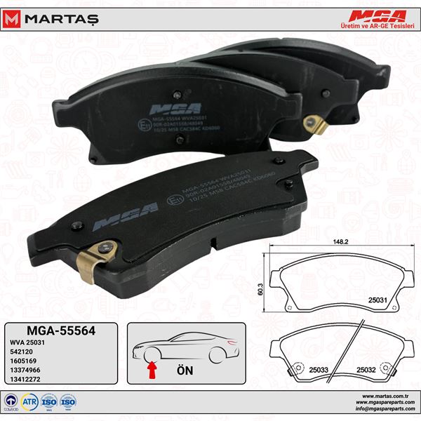 MGA 55564 — FREN BALATASI ON OPEL ASTRA J CHEVROLET CRUZE AVEO T300 15'' 276MM