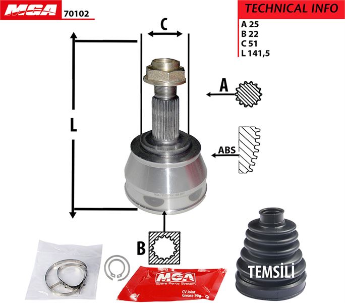MGA 70102 — AKS KAFA DIS (FIAT BRAVO BRAVA MAREA 1.6 16V 00-) (25x22x51)