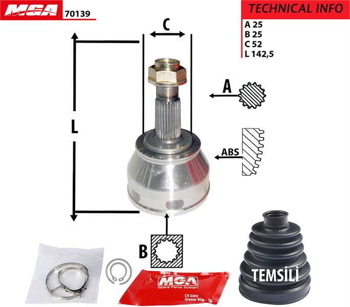 MGA 70139 — AKS KAFASI DIS- ( FIAT TEMPRA 2.0 ) 25×25X52