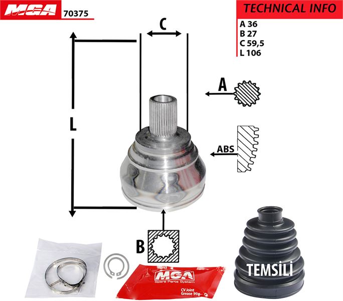 MGA 70375 — DIS AKS KAFASI (VW CADDY 04-15 GOLF 04-16 PASSAT 08-15 SEAT LEON 06-13)