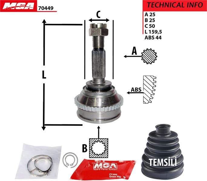 MGA 70449 — AKS KAFA DIS (ABSLI)-(HYUNDAI ELANTRA 96/00 ) (25x25x50-44)