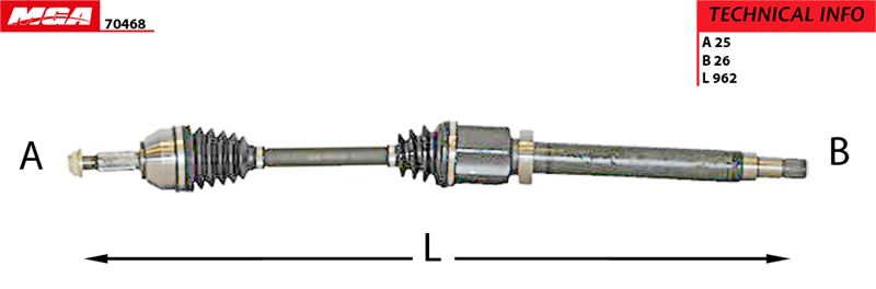 MGA 70468 — AKS KOMPLE SAG ( FORD CONNECT 1.8TDCİ 75/90/110PS 02-13 )