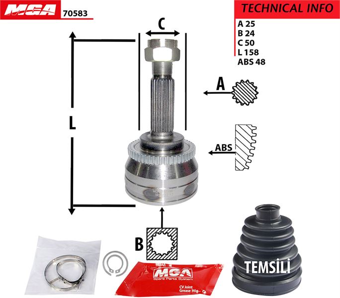 MGA 70583 — AKS KAFASI DIS (ABSLI) KIA RIO 1.5 CRDI 06-11