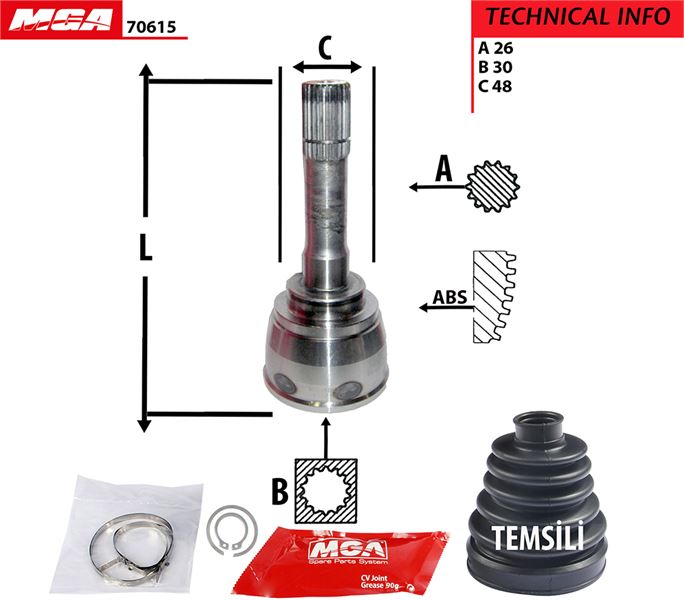 MGA 70615 — AKS KAFASI DIS SUZUKI GRAND VITARA 98-05 / VITARA 2.0 2.5 95-99 (26X30X48)