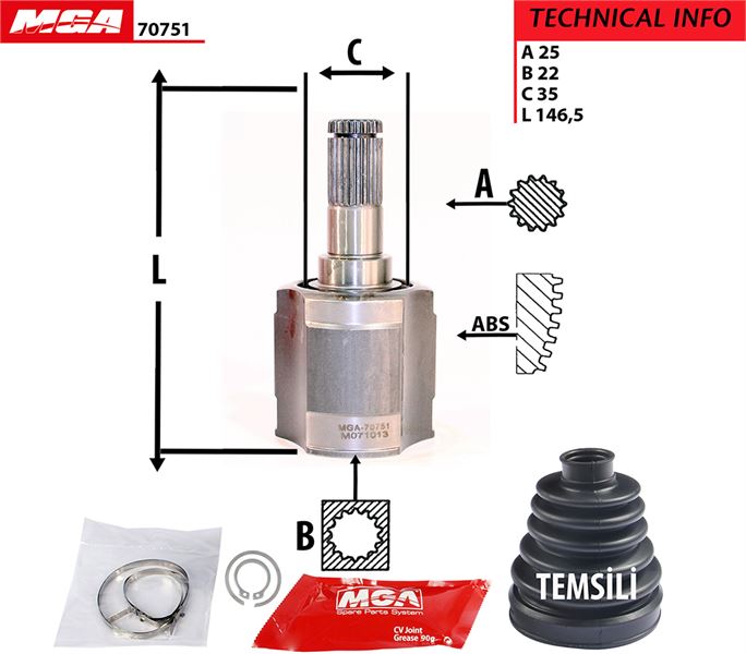 MGA 70751 — AKS KAFASI IC HYUNDA ACCENT 1.3-1.5 95-03 (25X22X35)