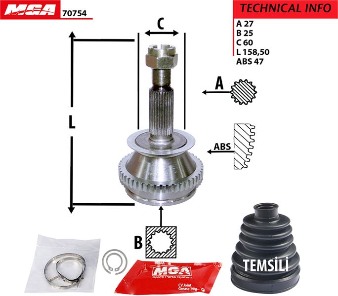 MGA 70754 — AKS KAFA DIS-(ABSLI)-(HYUNDAI SONATA 98/05 2.0 16V ) (27x25x60xABS-47)