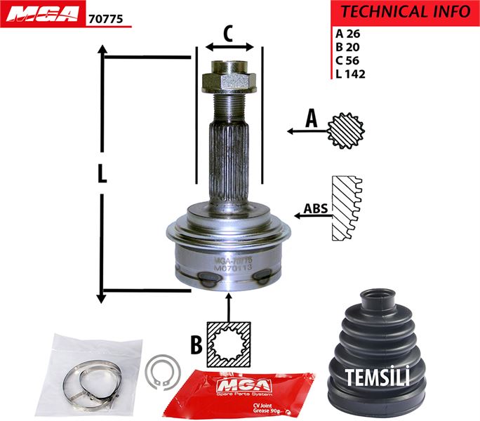MGA 70775 — AKS KAFASI DIS TOYOTA YARIS 1.3 06-11 (26X20X56)