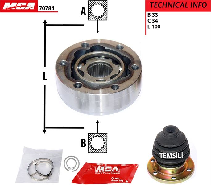 MGA 70784 — IC AKS KAFASI ( VW GOLF 98-14 AUDI A3 97-03 SEAT LEON 00-13 SKODA OCTAVIA 97-13)
