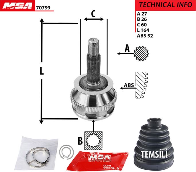 MGA 70799 — AKS KAFA DIS-(ABSLI)-(HYUNDAI SANTAFE 01/06 2.0 CRDI-2.4-2.7 V6 )