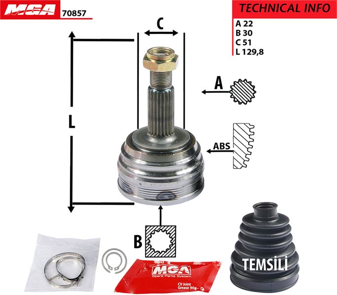 MGA 70857 — AKS KAFASI DIS-(VW POLO CLASSIC/CADDY 1,6 1,9 AFT 1Y)