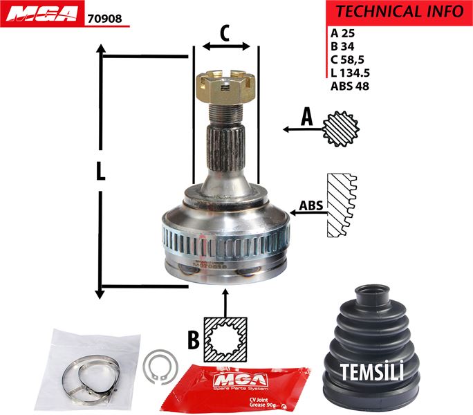 MGA 70908 — AKS KAFASI DIS SAG-SOL - (PEUGEOT 207-PARTNER II-308-3008-5008/ CITROEN C3-PICASSO-BERLINGO II-XARA)