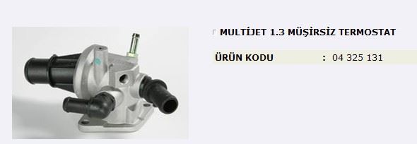 MITA 4325131 — TERMOSTAT GOVDELI 88 DERECE MUSURSUZ (FIAT DOBLO 500 PANDA PUNTP 1.3 JTD)