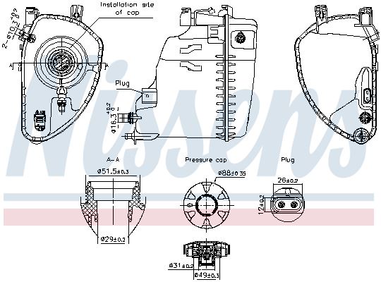 NISSENS 996198 — RADYATÖR YEDEK SU DEPOSU BÜYÜK B46-B47-B48-B58 - G11-G12-G30-G32