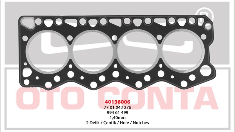OTO CONTA 40138006 — SILINDIR KAPAK CONTASI 1.40 mm RENAULT MASTER FIAT DUCATO IVECO DAILY 2.5TD S9U 8140.27 8140.47
