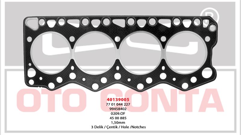 OTO CONTA 40139005 — SİLİNDİR KAPAK CONTASI 3 DELİK 1.50 mm PEUGEOT BOXER I II CITROEN JUMPER I II 2.8 HDI FIAT DUCATO I II