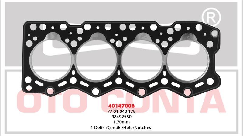 OTO CONTA 40147006 — SILINDIR KAPAK CONTASI 1.7MM ( FIAT DUCATO 2.5DUZ / RENAUT MASTER 2.5DUZ / PEUGEOT BOXER SOFIM 2500 )