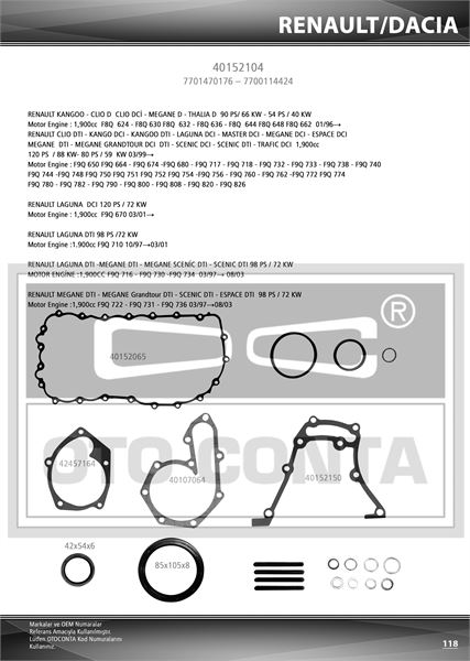 OTO CONTA 40152104 — MOTOR ALT TK. CONTA MEGANE I-II SCENIC I-II CLIO II-LAGUNA I-II KANGOO 96> VİVARO A-MOVANO