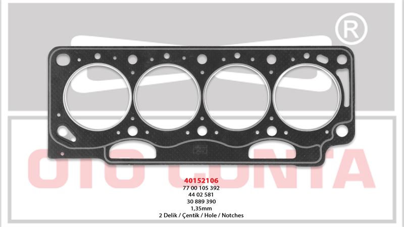 OTO CONTA 40152106 — SİLİNDİR KAPAK CONTASI 2 DELİK 1.35 mm RENAULT LAGUNA MEGANE OPEL MOVANO VIVARO 1.9 F9Q 710 730 734 760