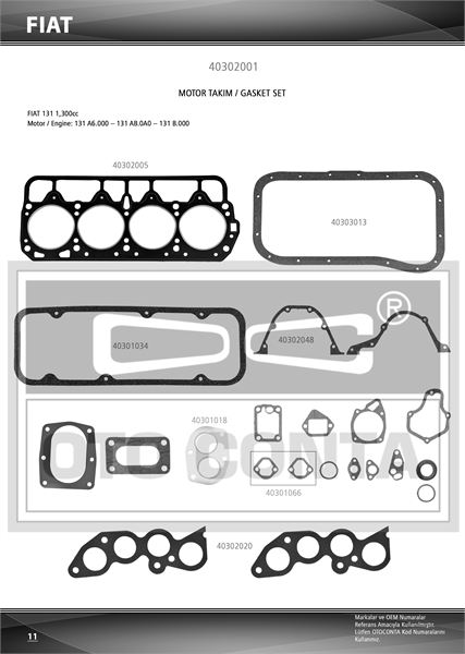 OTO CONTA 40302001 — MOTOR TAKIM CONTASI KEÇESİZ SUBAP LASTIKSIZ FIAT M131 1.3 131 A6.000