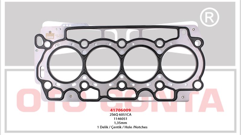OTO CONTA 41706009 — SİLİNDİR KAPAK CONTASI 1 DELİK ÇELİK MLS 1.35 mm PEUGEOT BIPPER P206 P207 P307 CITROEN NEMO C1 C2 C3