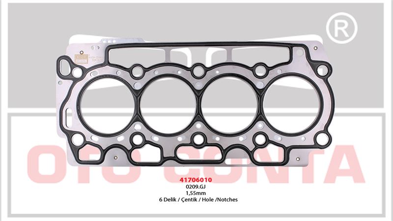 OTOCONTA 41706010 — SİLİNDİR KAPAK CONTASI 6 DELİK ÇELİK MLS 1.55 mm FORD FIESTA FUSION 8V PEUGEOT P206 P207 P307 BIPPER