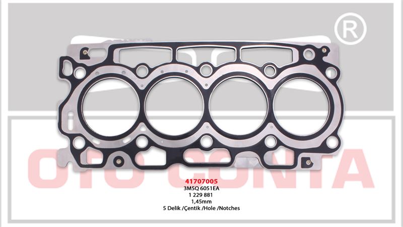 OTO CONTA 41707005 — SİLİNDİR KAPAK CONTASI 5 DELİK MLS 1.45 mm PEUGEOT PARTNER P206 P307 P407 CITROEN BERLINGO C2 C3 C4 1.6