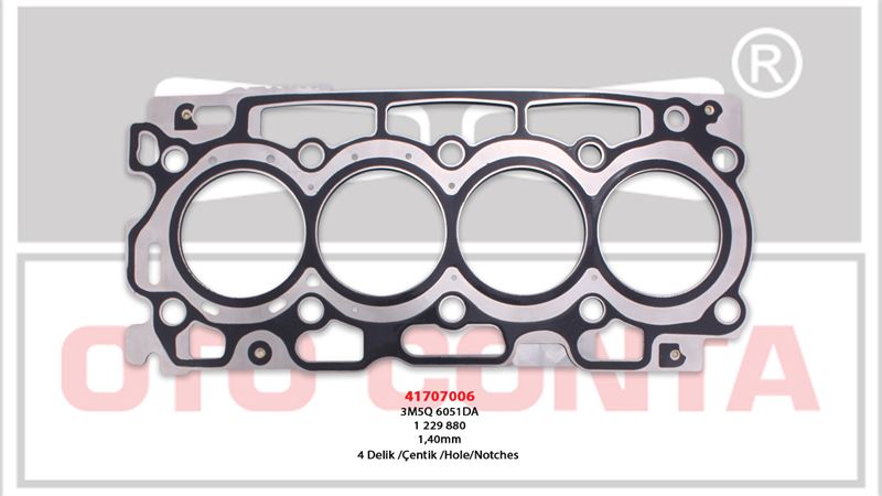 OTO CONTA 41707006 — SİLİNDİR KAPAK CONTASI 4 DELİK MLS 1.40 mm PEUGEOT PARTNER P206 P307 P407 CITROEN BERLINGO C2 C3 C4 1.6