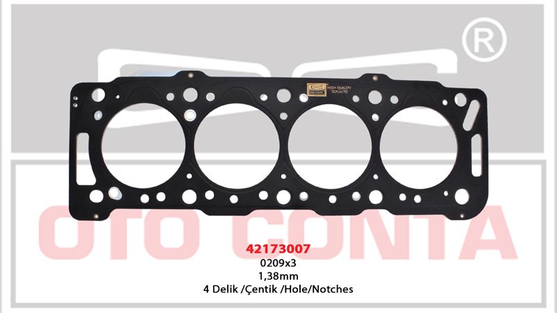 OTO CONTA 42173007 — SİLİNDİR KAPAK CONTASI 4 DELİK ÇELİK MLS 1.38 mm PEUGEOT PARTNER EXPERT CITROEN BERLINGO JUMPY TOYOTA