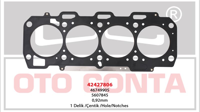 OTO CONTA 42427806 — SİLİNDİR KAPAK CONTASI 1 DELİK COK KATLI ÇELİK 0.92 mm OPEL ASTRA VECTRA Z19DT Z19DTL FIAT DOBLO 1.9JTD