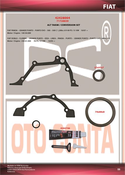 OTO CONTA 42428004 — ALT TAKIM CONTA ( FIAT EGEA DOBLO 500L 500X ALBEA FIORINO PALIO 1.2 1.4 ALFA ROMEO GIULIETTA MITO 1.4)