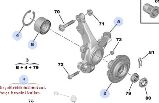PSA 9826878080 — TASIYICI ÖN SOL KOMPLE PORYA + RULMAN İLE (PEUGEOT 208 II / OPEL CORSA F 1.2 EB2 1.5 BLUEHDI)