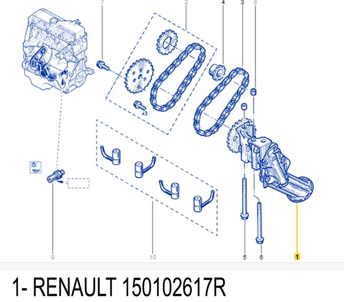RENAULT 150102617R — YAĞ POMPASI RENAULT CLIO II SYMBOL KANGOO MEGANE 1.4 8V 16V K7J K4M