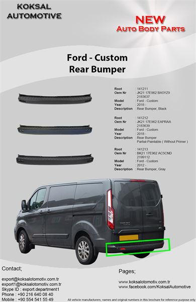 ROOT TRMK141213 — ARKA TAMPON ORTA ( GRİ ) 2199112 FORD CUSTOM 2012-