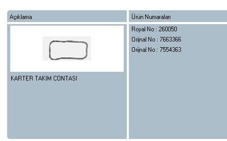 ROYAL 260050 — CONTA KARTER ( FIAT PALIO SIENA MAREA BRAVA 1.6 )