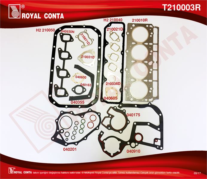 ROYAL T210003R — MOTOR TAKIM CONTASI KEÇESİZ S.K.C DAHİL TRANSIT TURBO T15 2.5TD 93-00