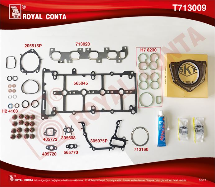 ROYAL T713009 — TAKIM CONTA SKT KEÇELİ - S.LASTİKLİ - SKC'SIZ OPEL ASTRA J INSIGNIA A 2.0 DİZEL COMBO D 1.6 DİZEL FIAT EGEA