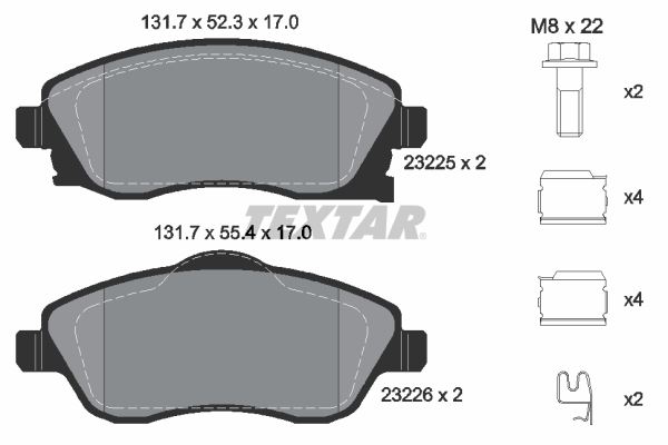 TEXTAR 2322501 — FREN BALATASI ÖN CORSA C COMBO C MERIVA A 01-
