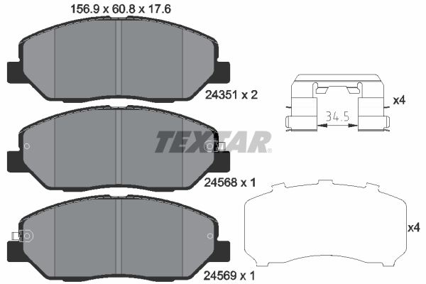TEXTAR 2435101 — ÖN FREN BALATASI SANTA FE 06-13 H350 15> SORENTO 09> KORANDO 10>