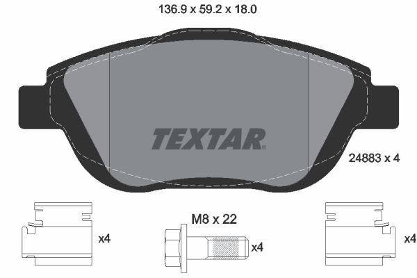TEXTAR 2488301 — FREN BALATASI ÖN 208/2008 12-